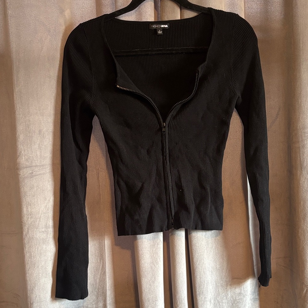 Fashion Nova Black Ribbed Sweater